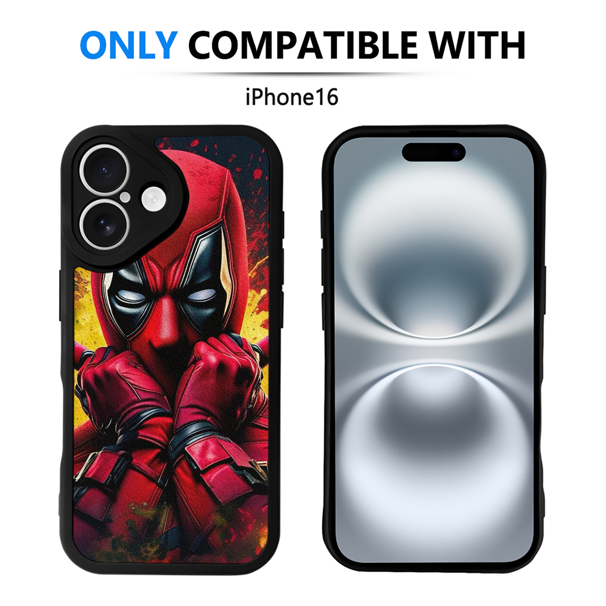 （画像用） Deadpool デッドプール 【iPhone 16シリーズ対応】シリコンスマホケース（レザー調） 材質：シリコン